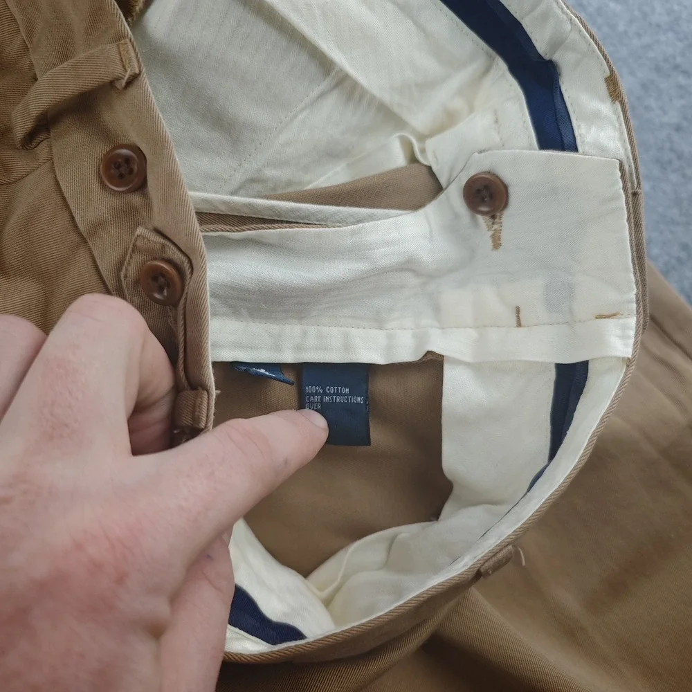 Polo Ralph Lauren Pants Mens 34x30 Khaki Chino Side Adjuster Flat Front Cotton